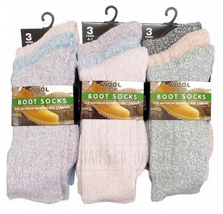 Ladies Wool Blend Boot Socks (3 Pack)