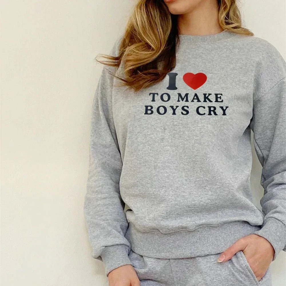 Loose comfy cropped printed sweatshirt loose pullover fall sweatshirt