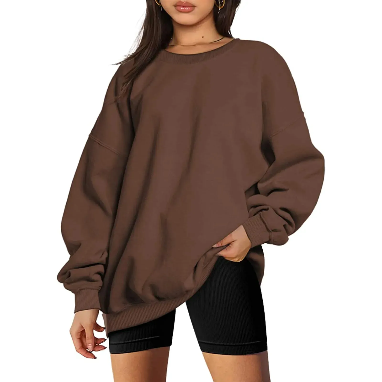 Loose comfy cropped printed sweatshirt loose pullover fall sweatshirt