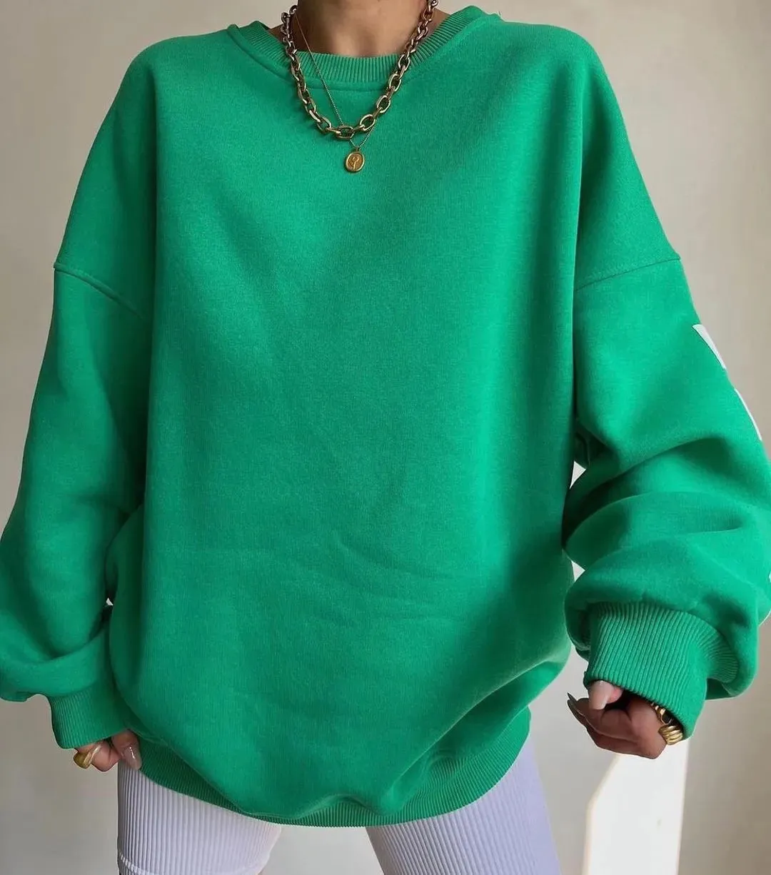 Loose comfy cropped printed sweatshirt loose pullover fall sweatshirt