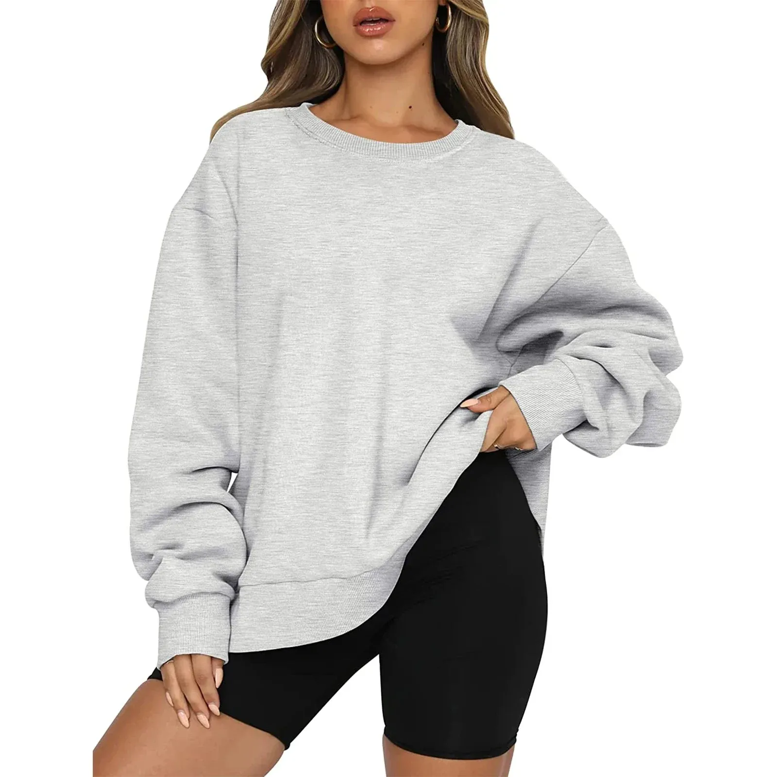 Loose comfy cropped printed sweatshirt loose pullover fall sweatshirt