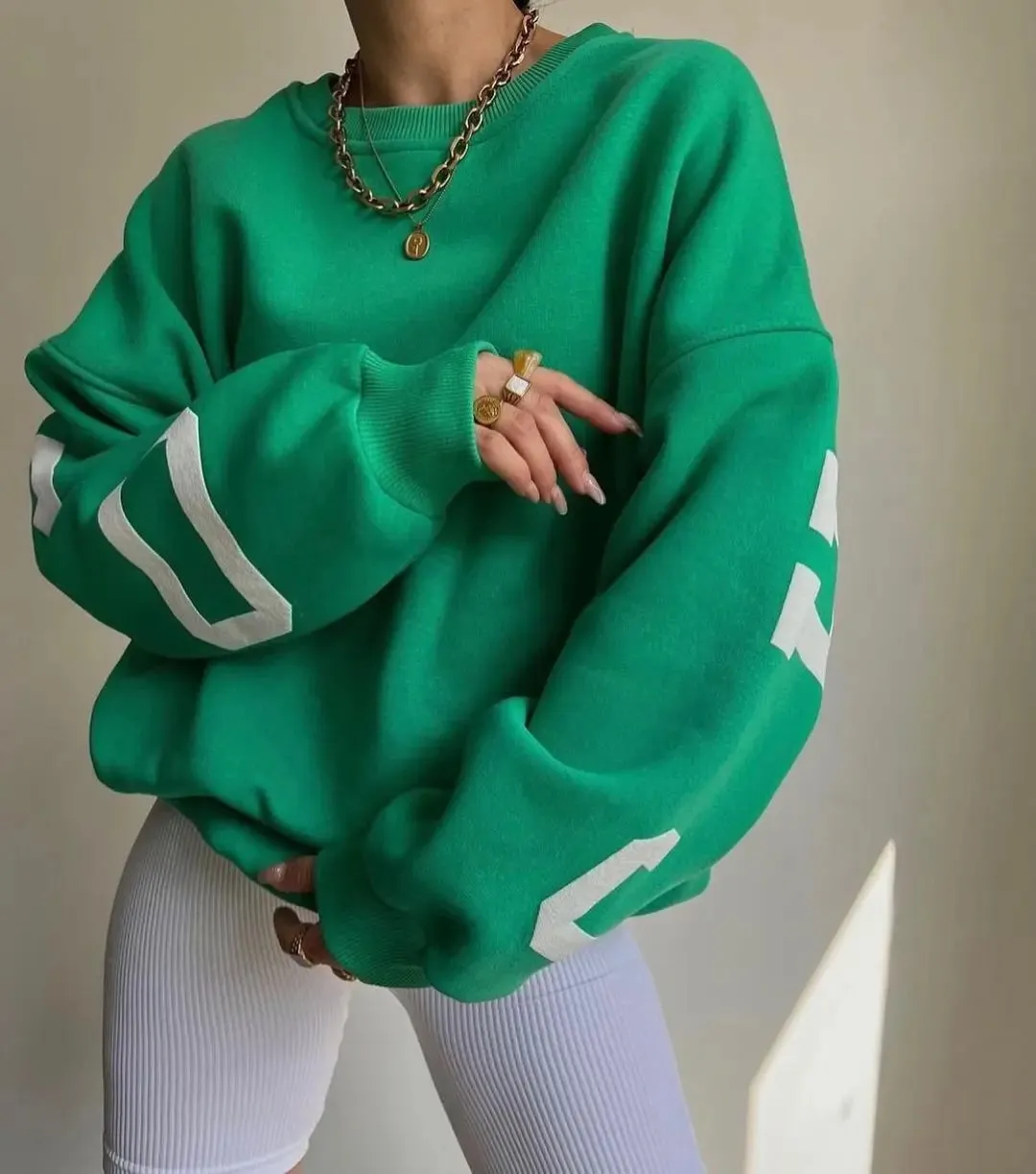 Loose comfy cropped printed sweatshirt loose pullover fall sweatshirt