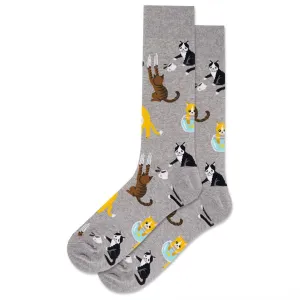 Men's Bad Cats Crew Socks/Gray