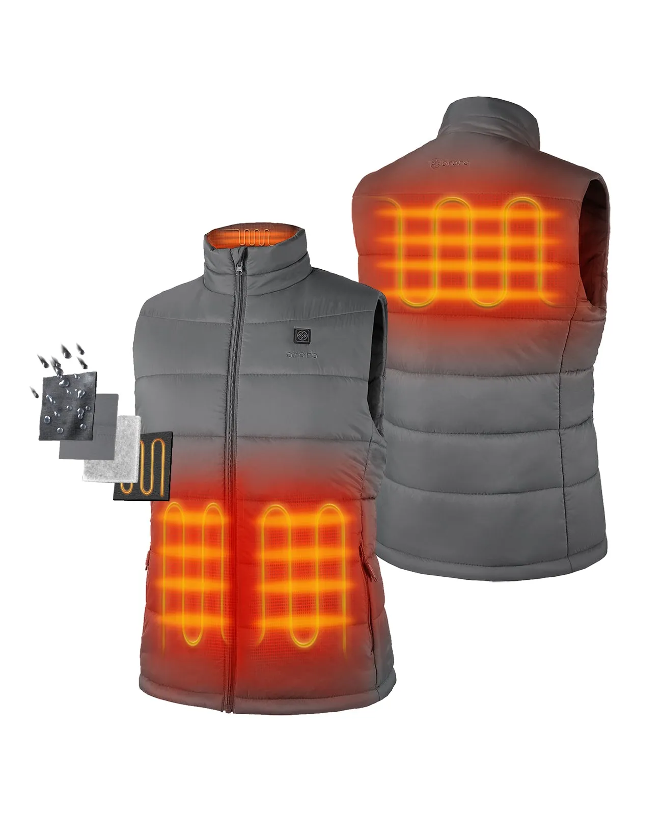 Men's Classic Heated Vest - Grey / Green & Yellow