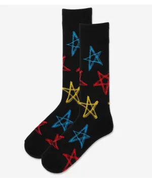 Men's Graffiti Stars Crew Socks/Black