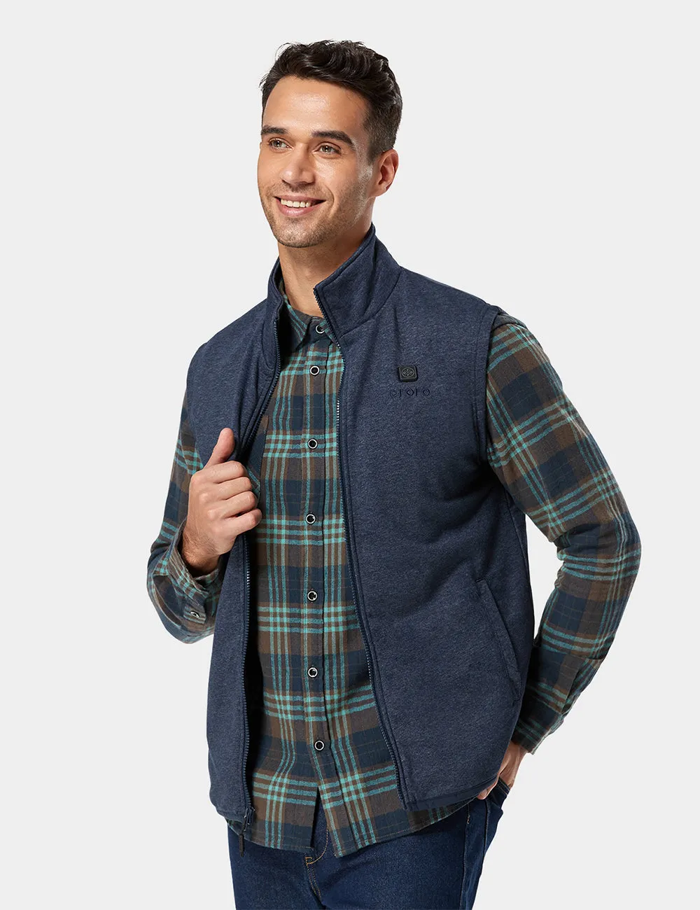 Men's UltraSoft Heated Fleece Vest - Blue