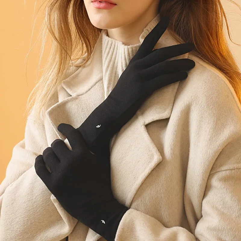 Minimalist Solid Color Thin Gloves Stylish Split Finger Warm Gloves Autumn Winter Windproof Coldproof Riding Gloves