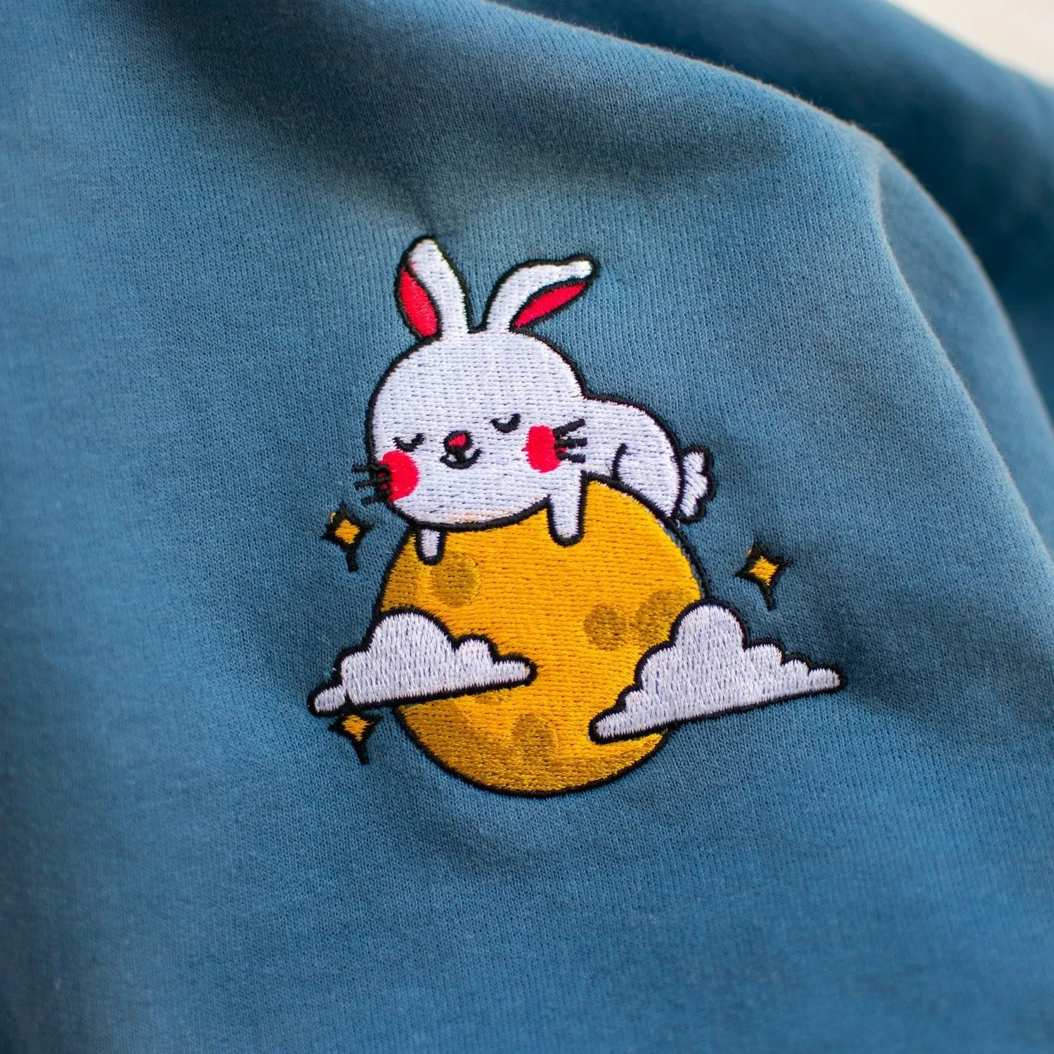 Moon Rabbit Embroidered Hoodie