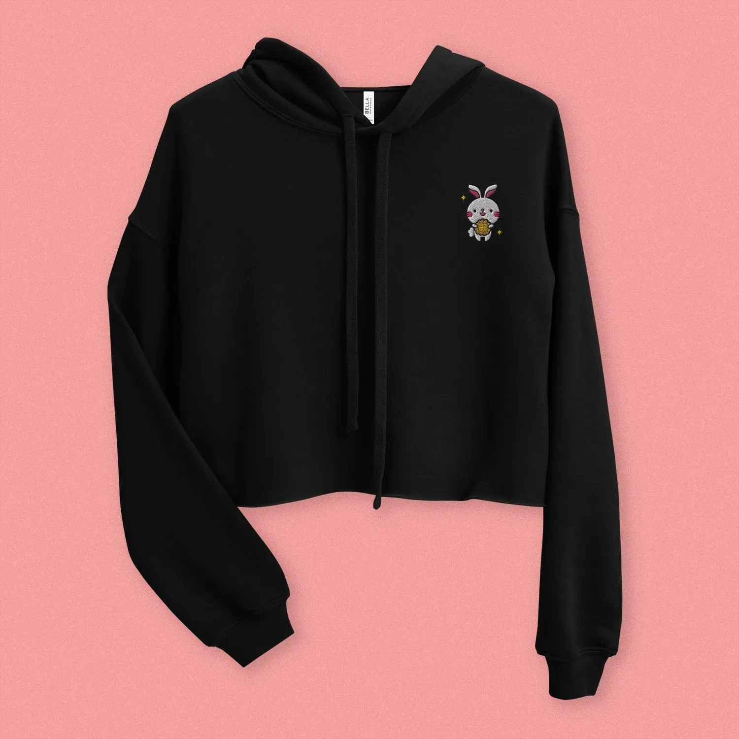 Mooncake Rabbit Embroidered Crop Hoodie