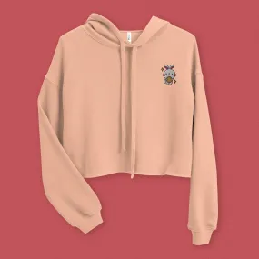 Mooncake Rabbit Embroidered Crop Hoodie