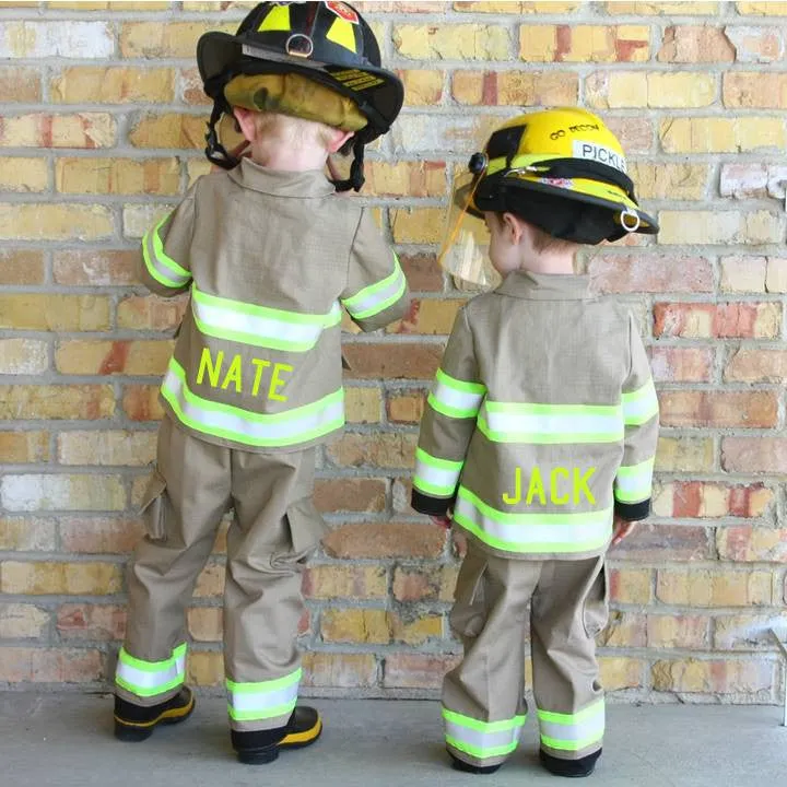 ORIGINAL Firefighter Personalized TAN 3PC Toddler Outfit