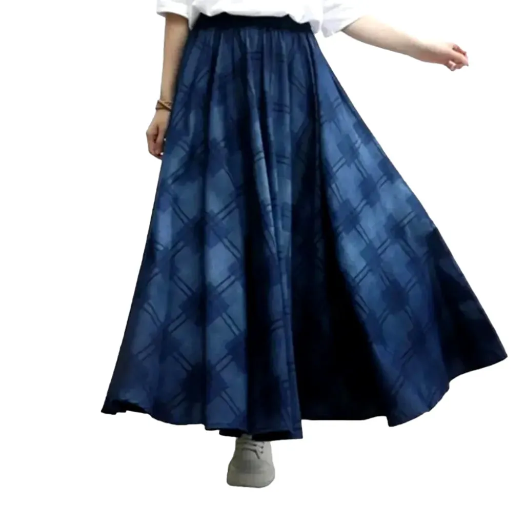 Painted fit-and-flare jean skirt for women