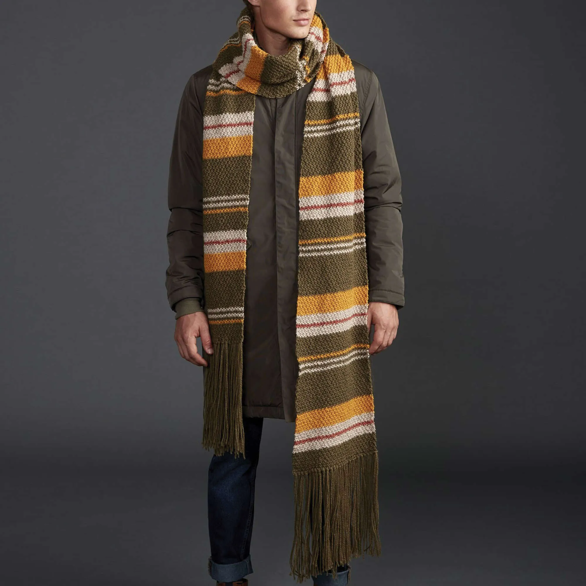 Patons Moss Stripe Knit Super Scarf