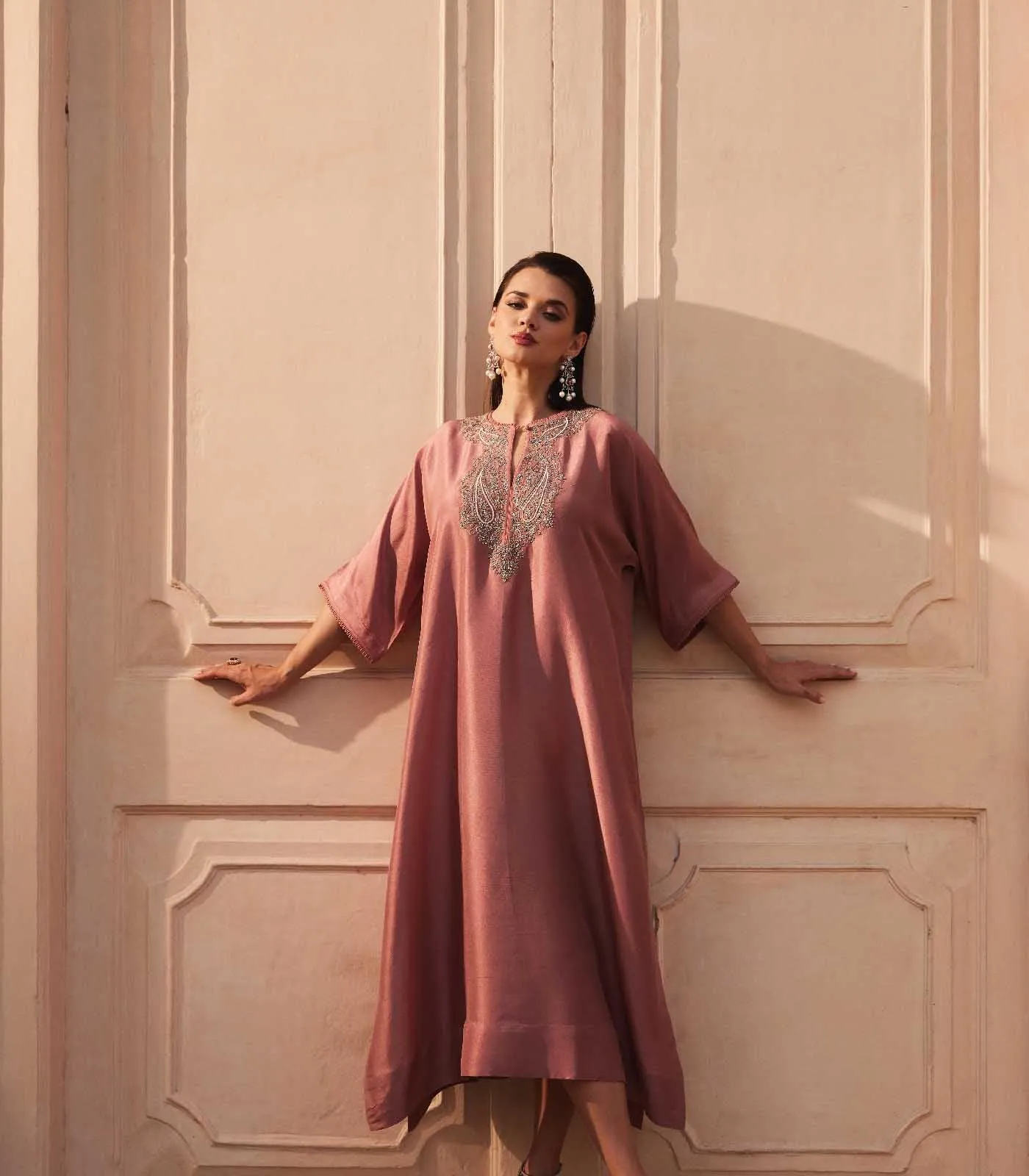 Peach Kaftan cape set