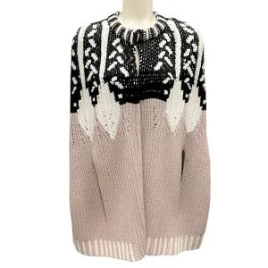 Peter Pilotto Beige / White / Black Wool Knit Poncho / Cape