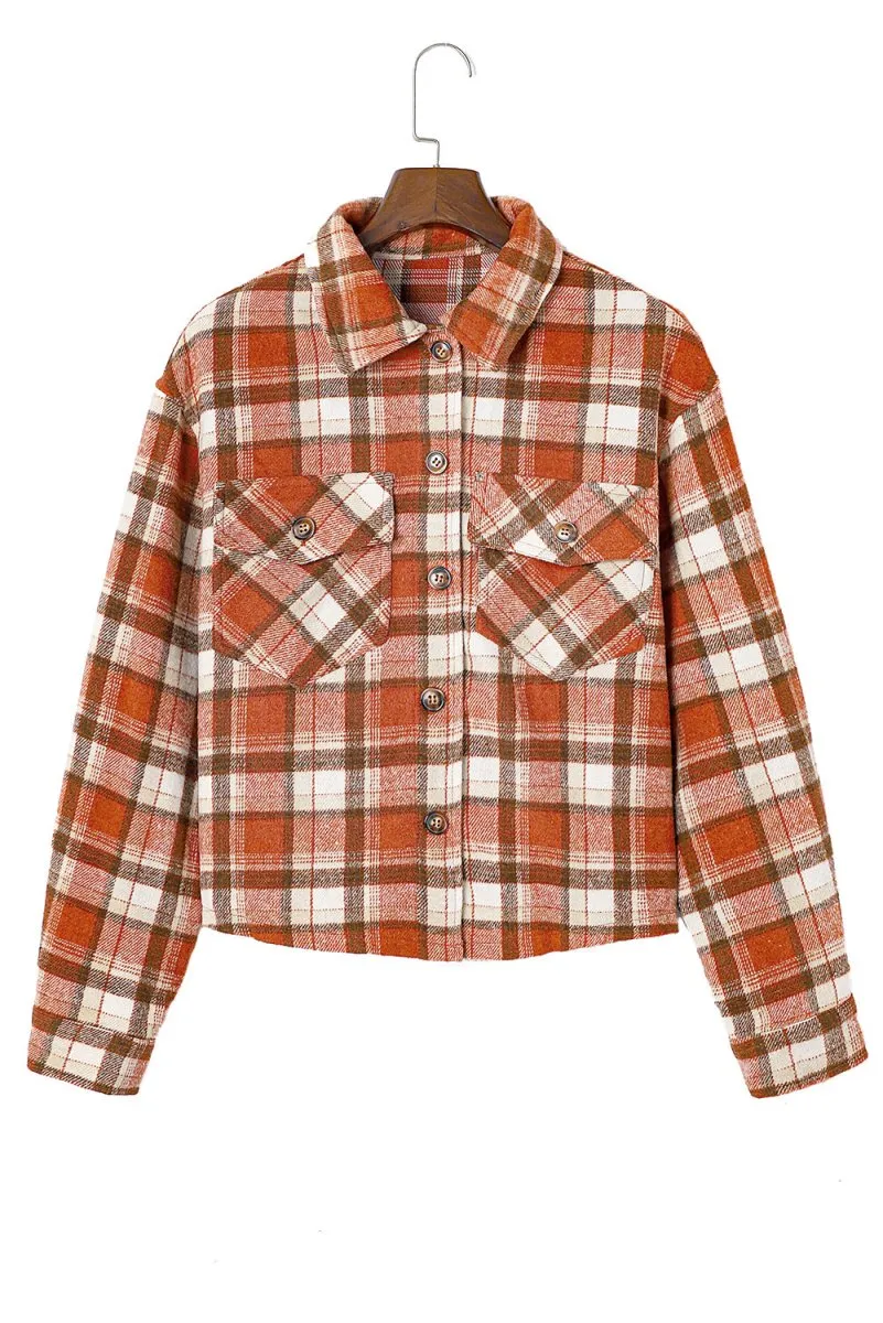 Plaid Orange Short Jacket