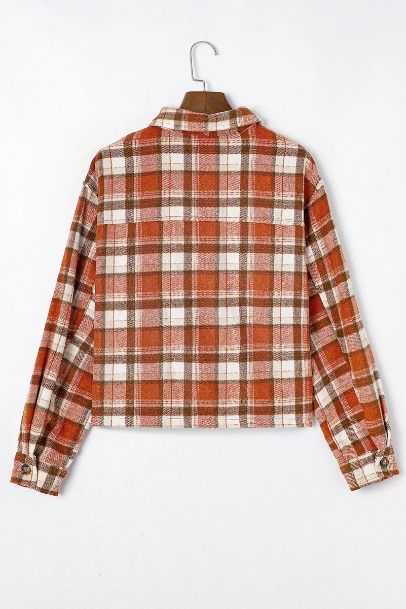 Plaid Orange Short Jacket