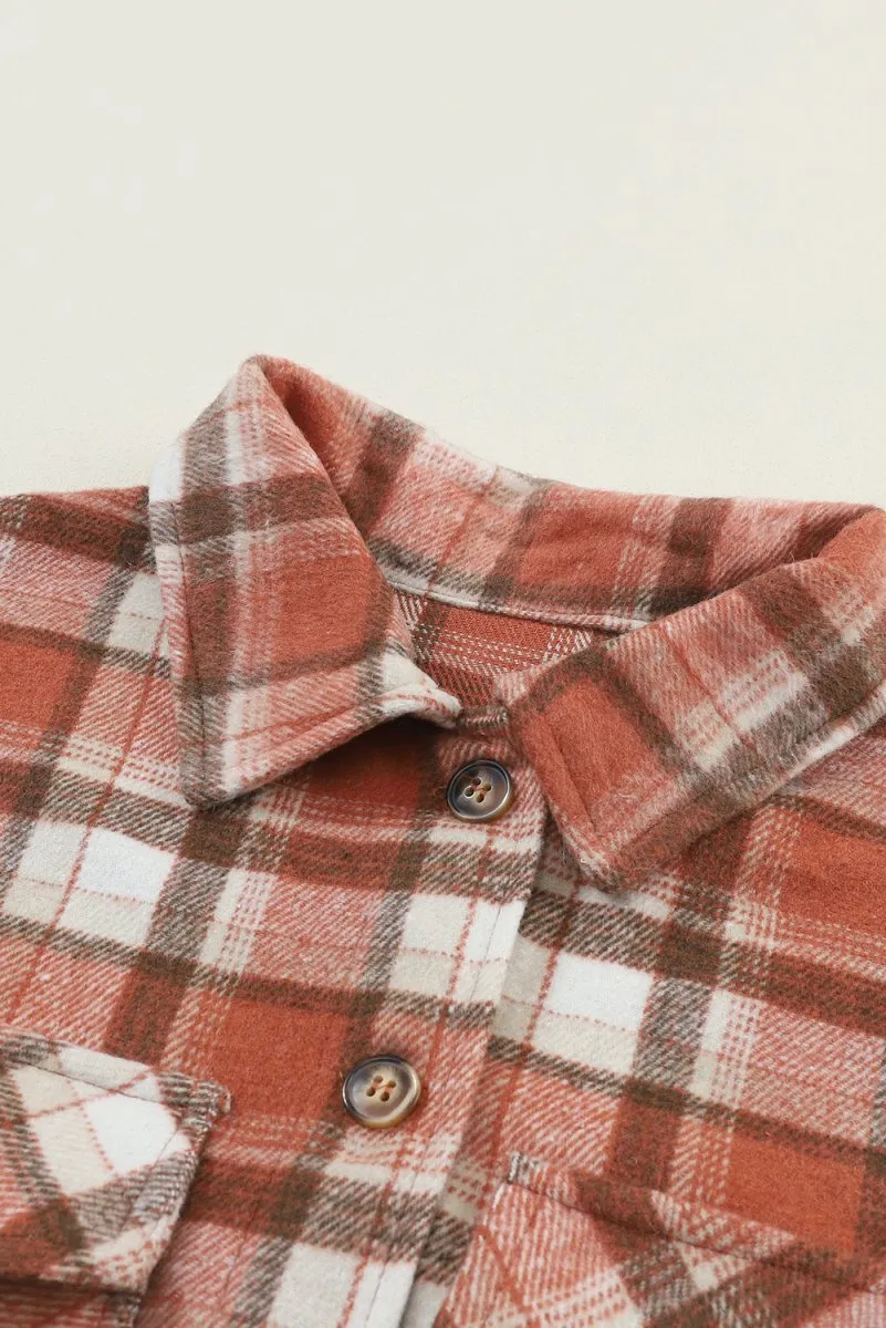 Plaid Orange Short Jacket