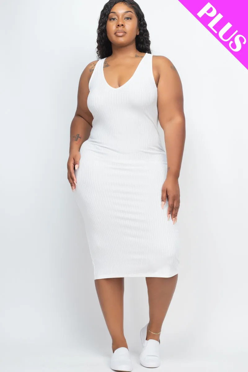 Plus Size Ribbed Sleeveless Bodycon Dress (CAPELLA)