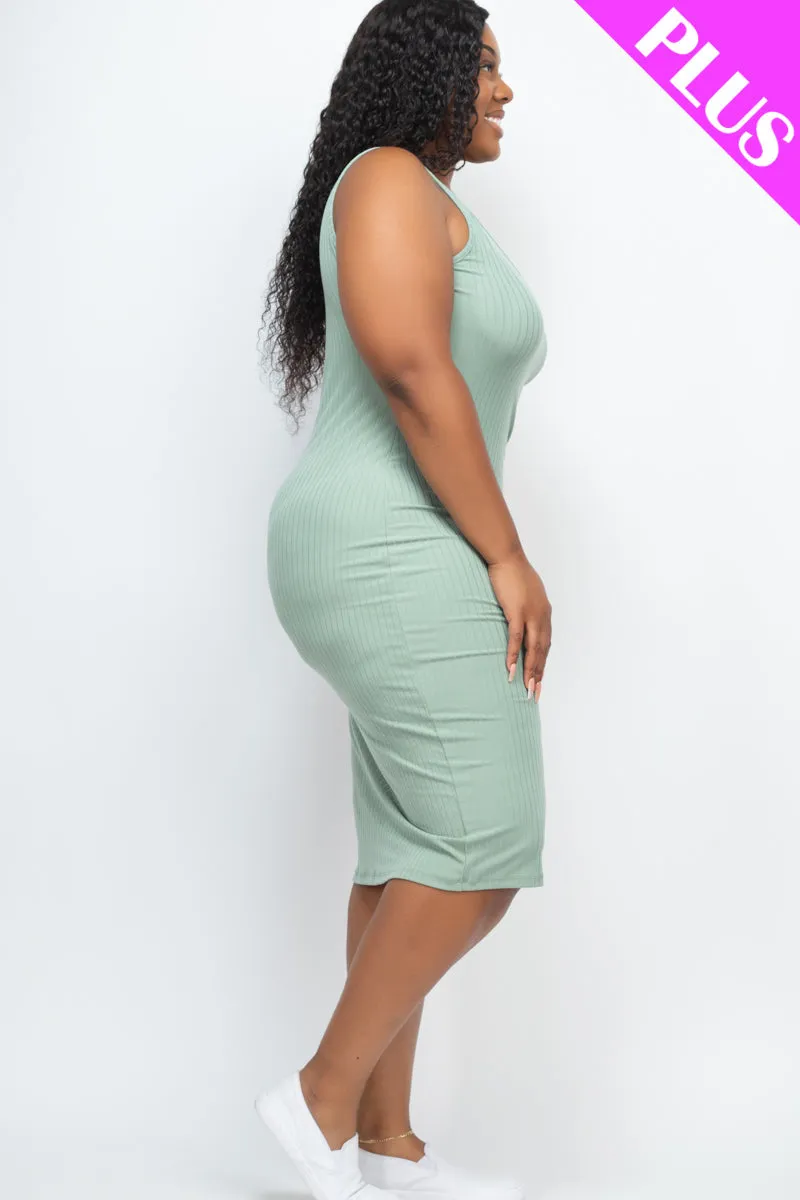 Plus Size Ribbed Sleeveless Bodycon Dress (CAPELLA)