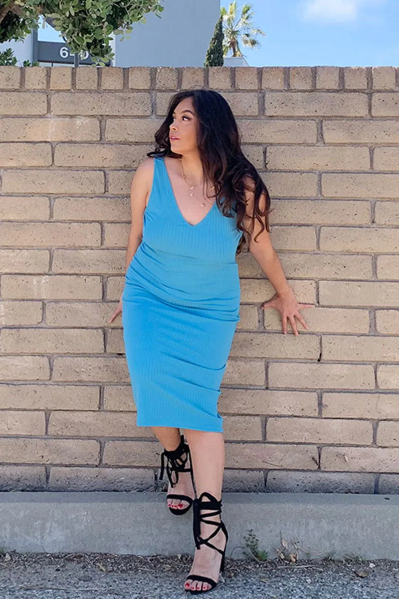 Plus Size Ribbed Sleeveless Bodycon Dress (CAPELLA)