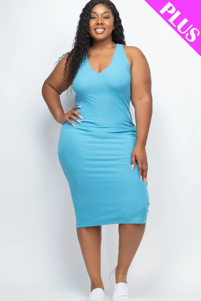 Plus Size Ribbed Sleeveless Bodycon Dress (CAPELLA)