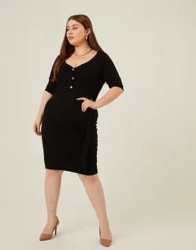 Plus Size Tie Belt Bodycon Dress