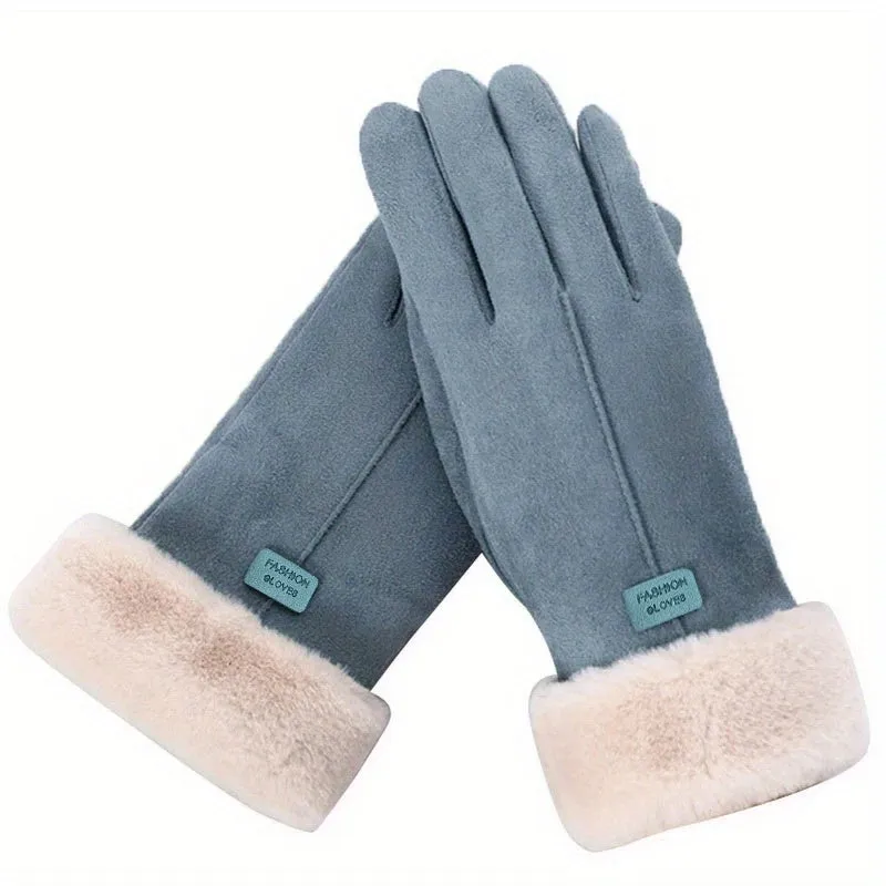 Plush Inner Thermal Winter Gloves, Touch Screen Snow Thicken Cold Weather Sports Gloves For Women