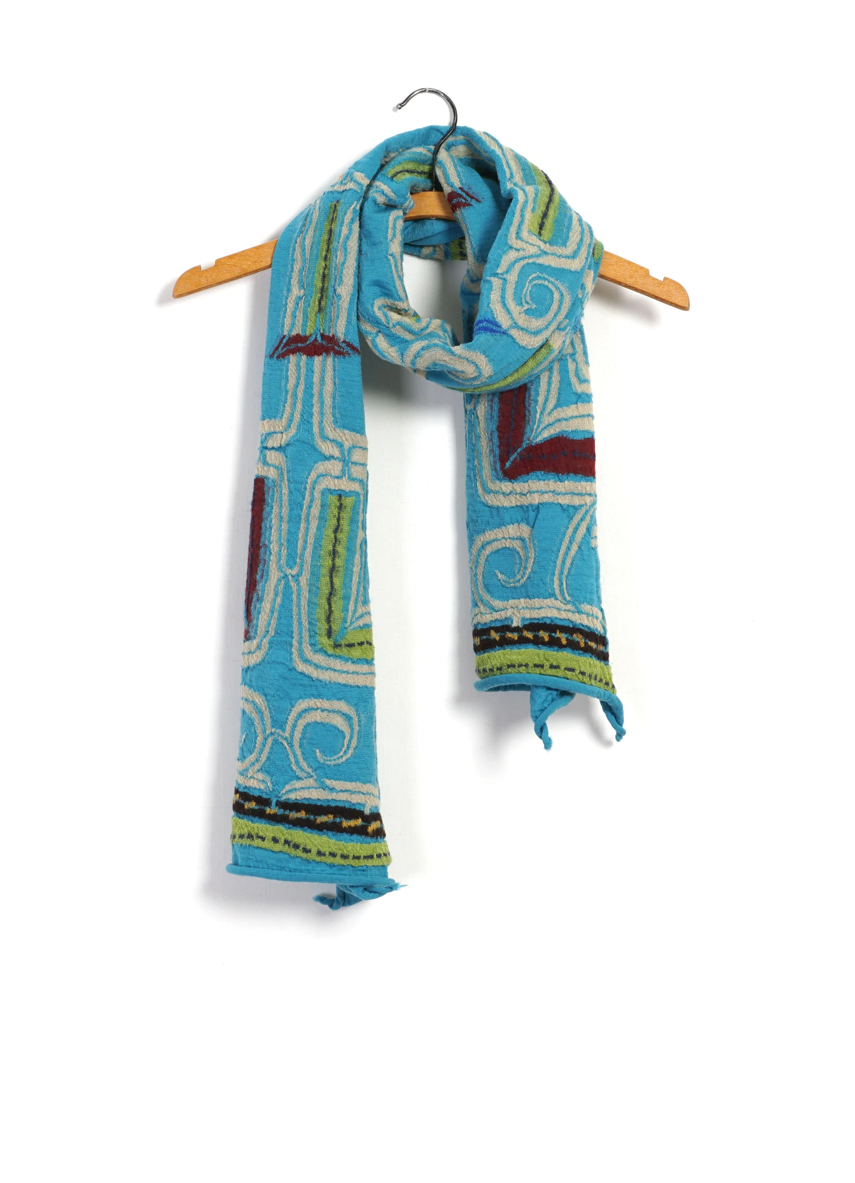 POP AINU | Compressed Wool Scarf | Blue