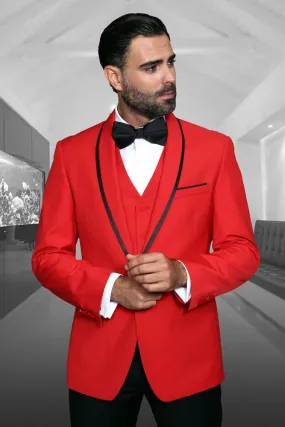 "Genova" Red 1-Button Shawl Tuxedo (4-Piece Set)