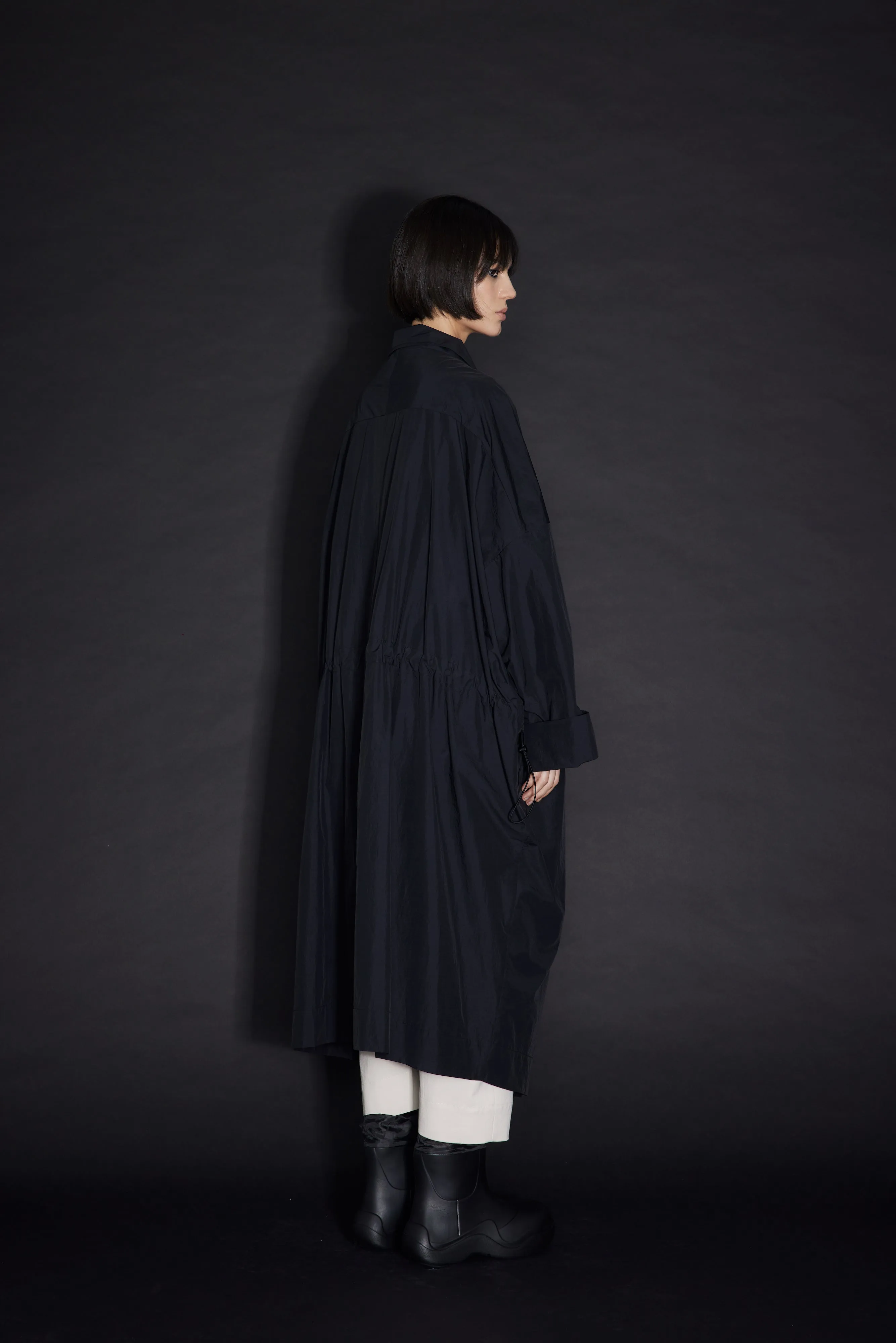 Recycled nylon oversized coat