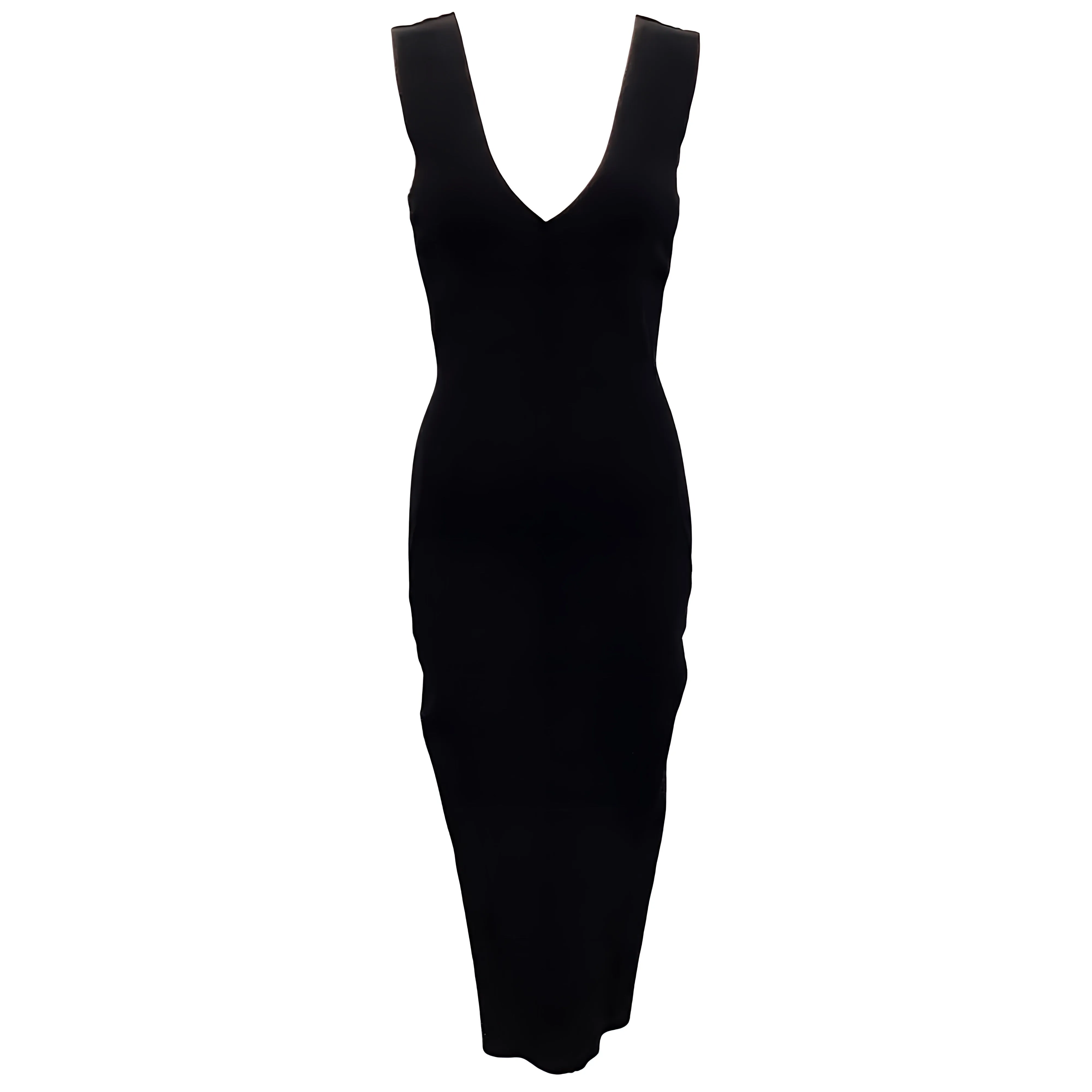 Rick Owens Black Knit Sleeveless Midi Dress