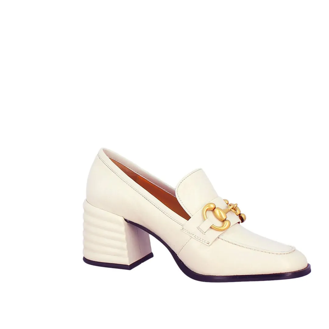 Saint Vera Off White Leather Handcrafted Shoes