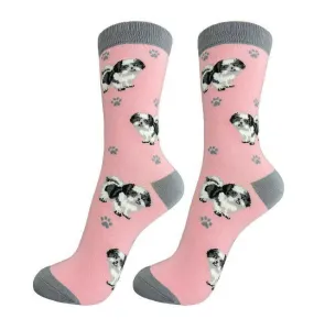 Shih Tzu Black & White Socks-Full Body