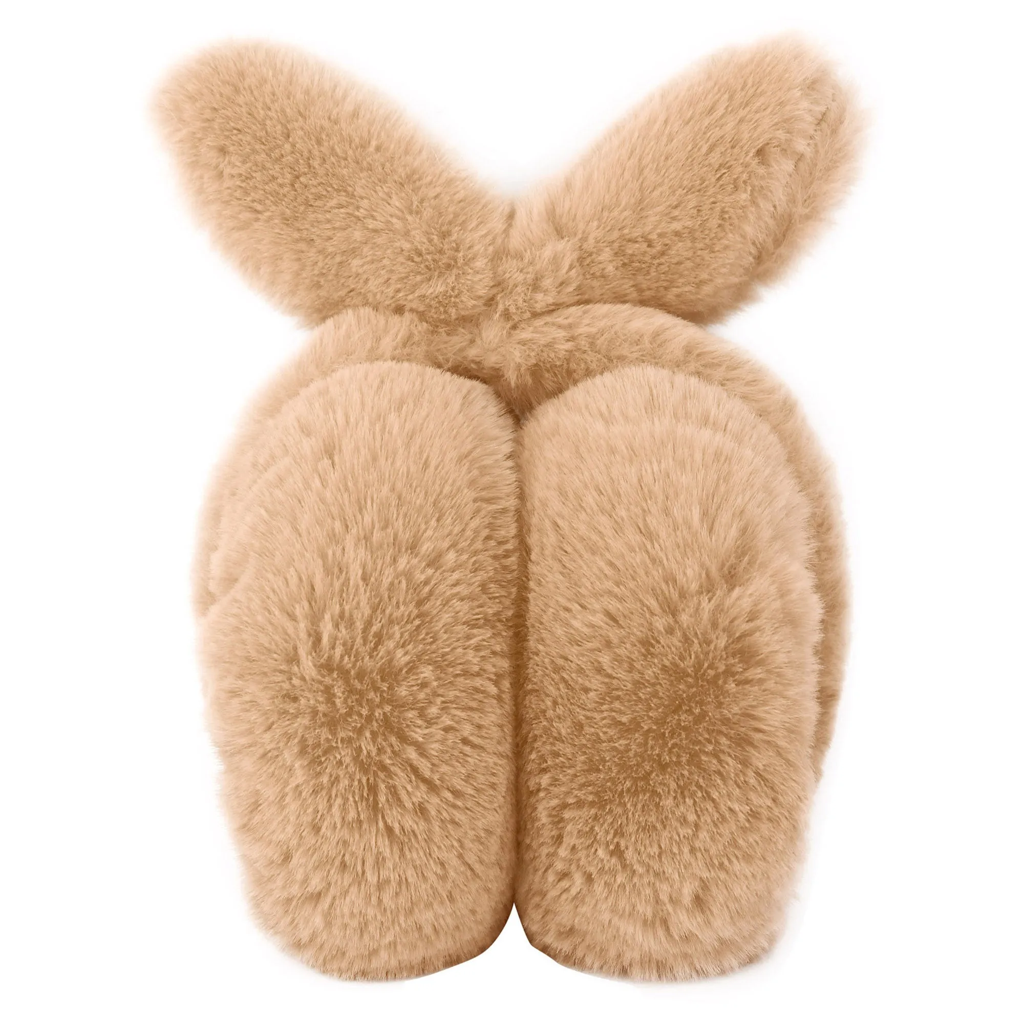 Simplicity Women's Earmuffs Plush Bunny Ear Foldable Winter Ear Muffs, Khaki