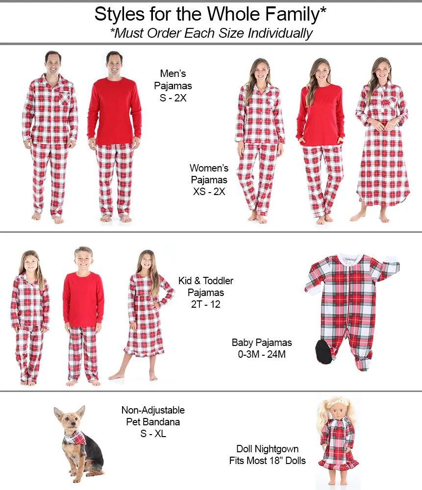 SleepytimePjs Family Matching Christmas Red & White Plaid Flannel Pajamas