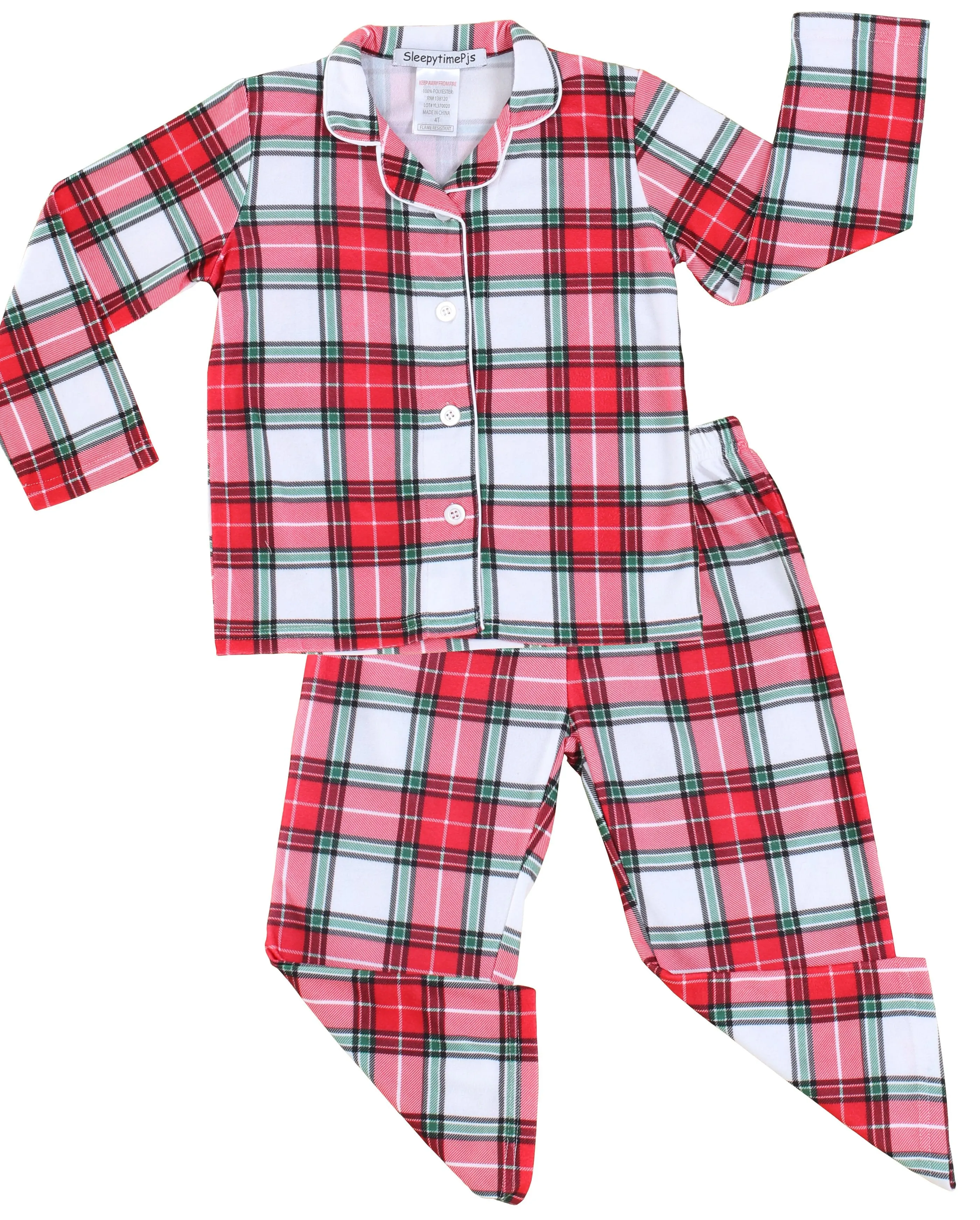 SleepytimePjs Family Matching Christmas Red & White Plaid Flannel Pajamas