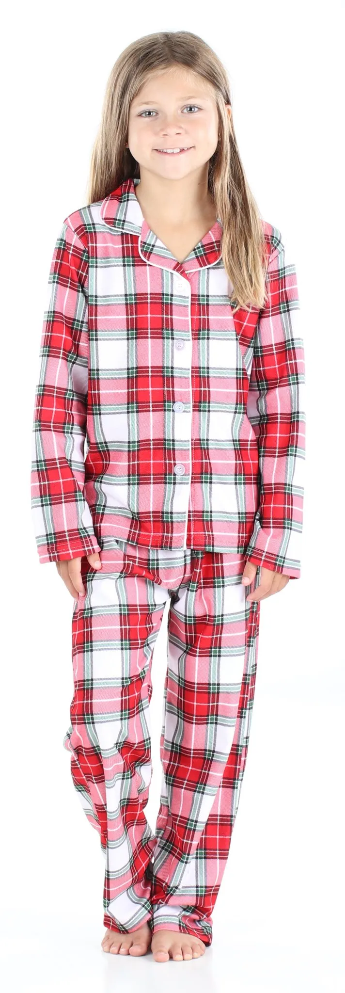 SleepytimePjs Family Matching Christmas Red & White Plaid Flannel Pajamas