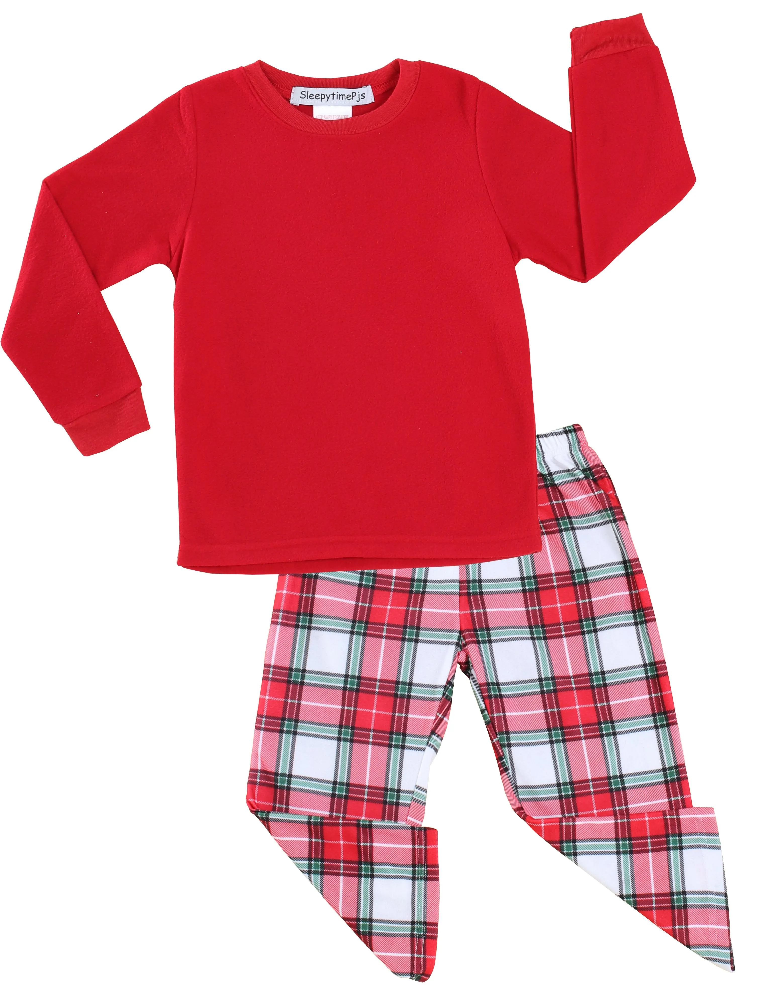 SleepytimePjs Family Matching Christmas Red & White Plaid Flannel Pajamas