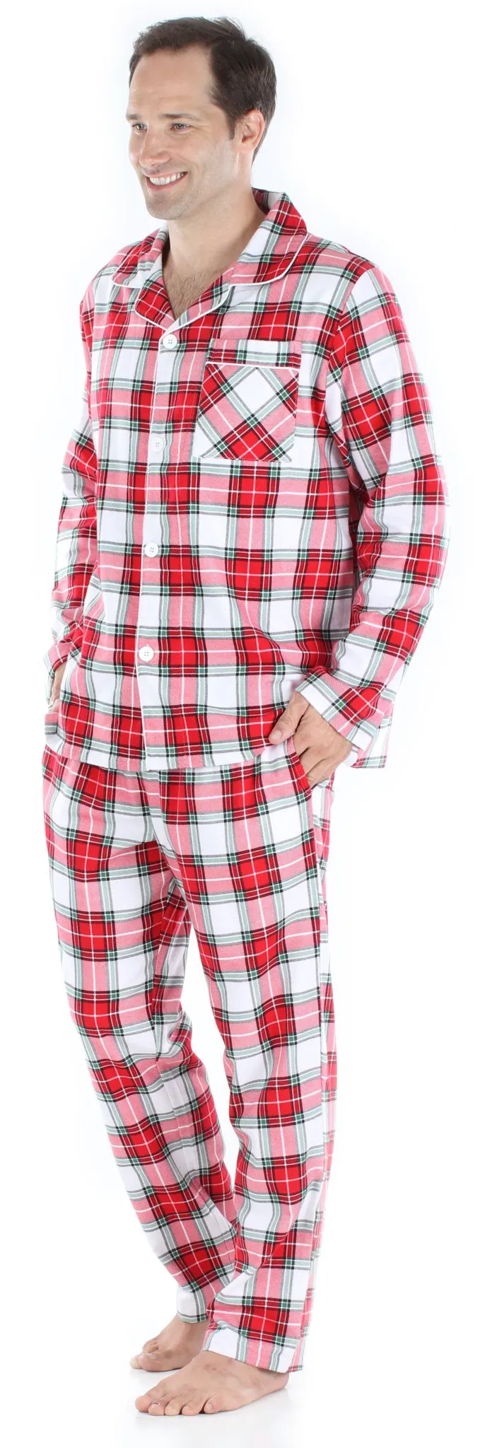 SleepytimePjs Family Matching Christmas Red & White Plaid Flannel Pajamas