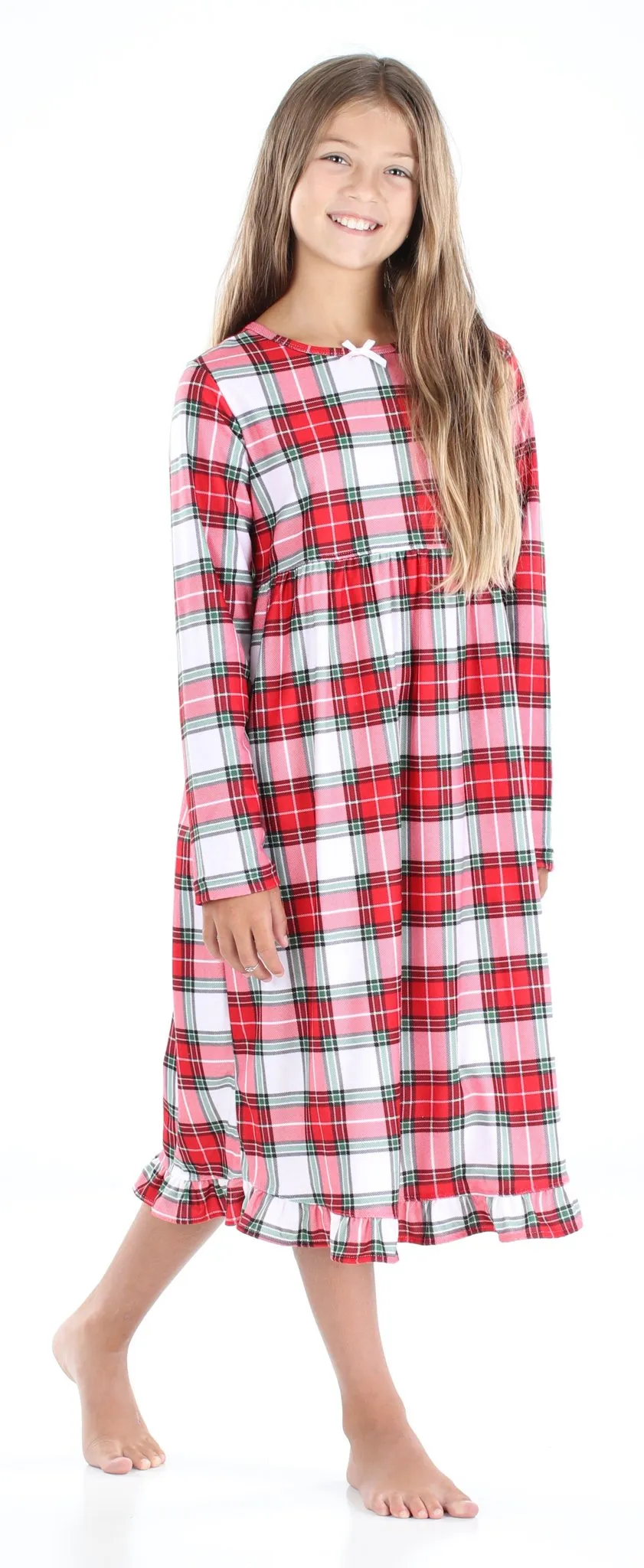 SleepytimePjs Family Matching Christmas Red & White Plaid Flannel Pajamas