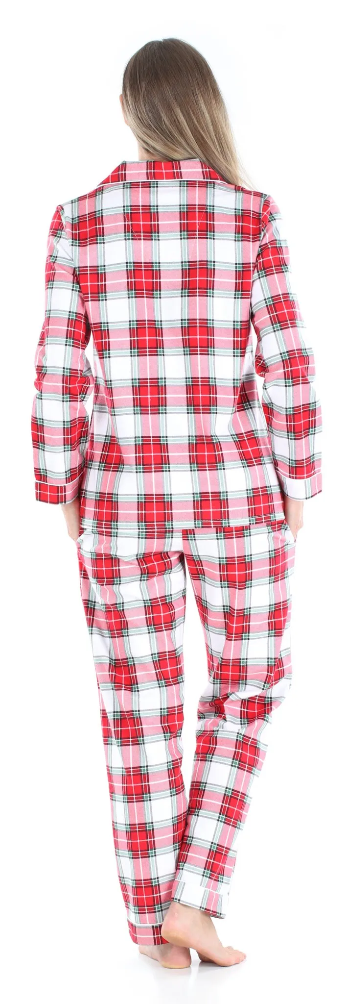 SleepytimePjs Family Matching Christmas Red & White Plaid Flannel Pajamas