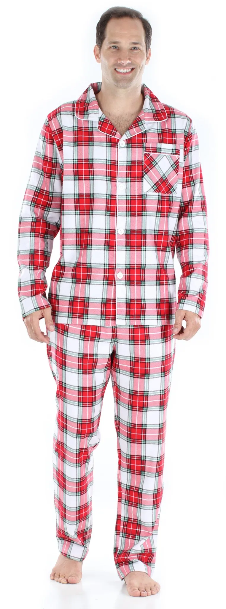 SleepytimePjs Family Matching Christmas Red & White Plaid Flannel Pajamas