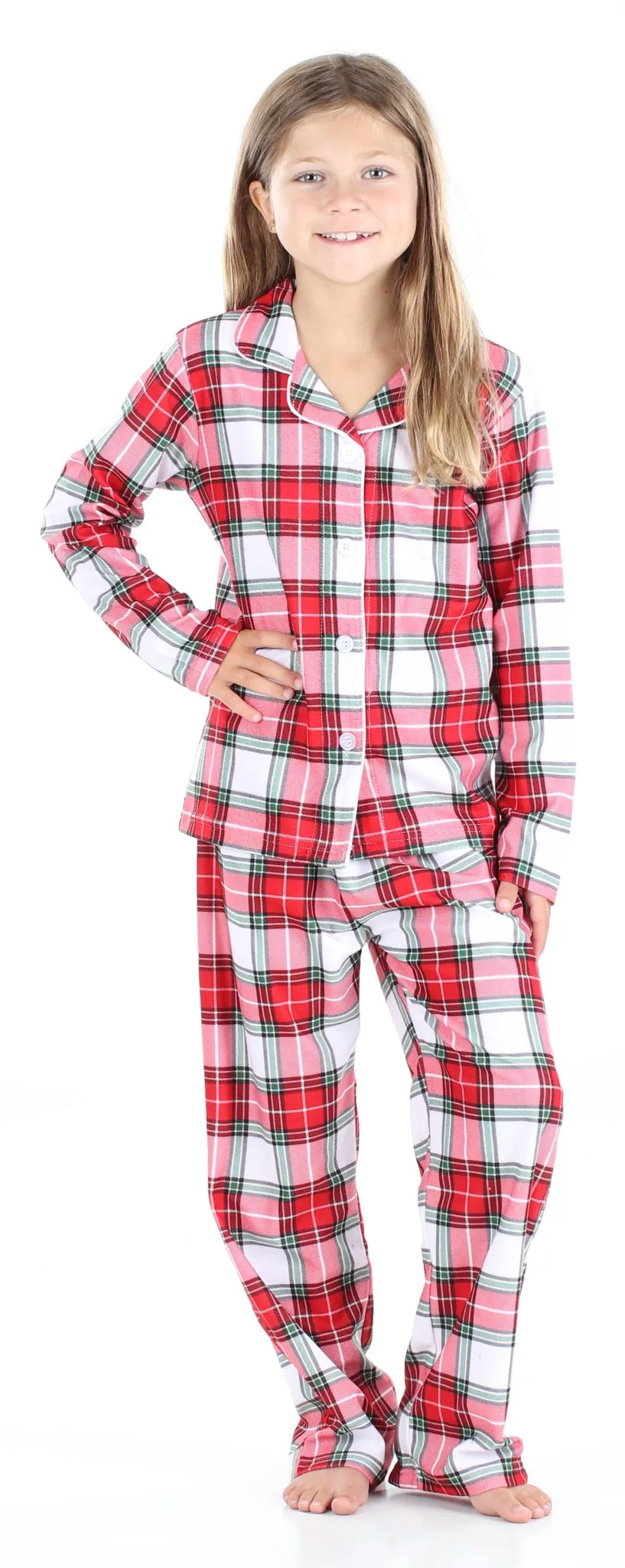 SleepytimePjs Family Matching Christmas Red & White Plaid Flannel Pajamas