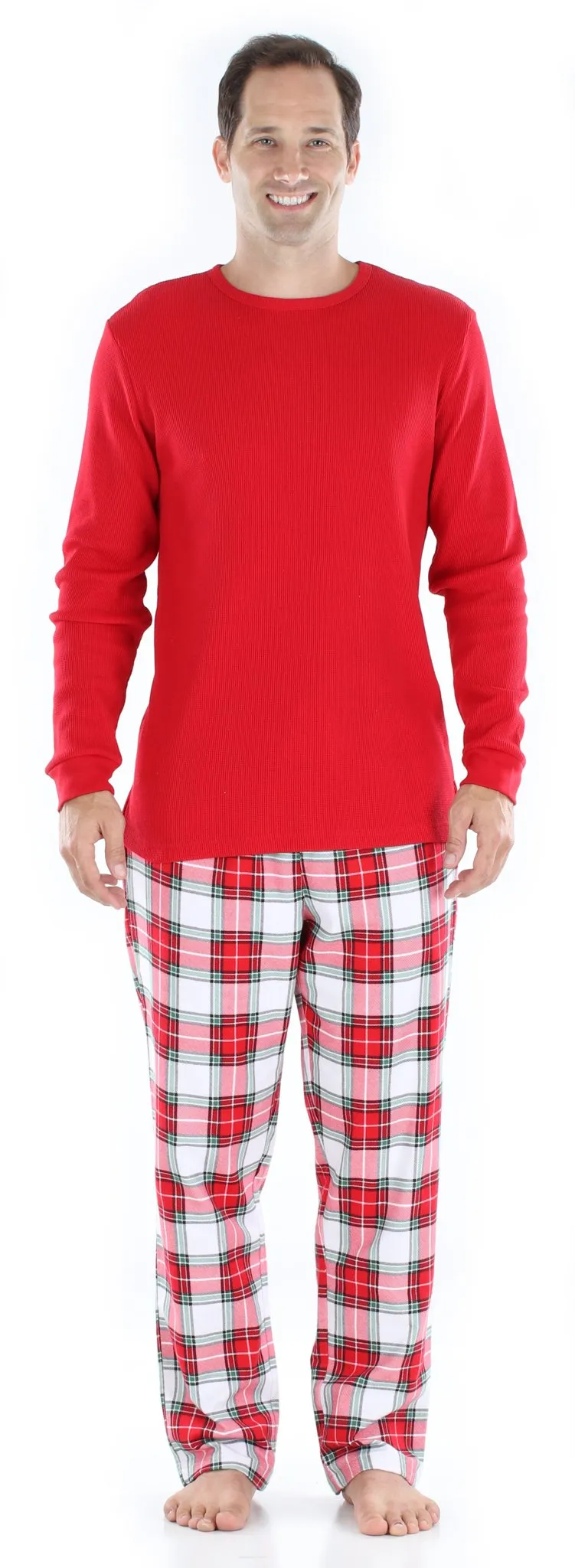 SleepytimePjs Family Matching Christmas Red & White Plaid Flannel Pajamas