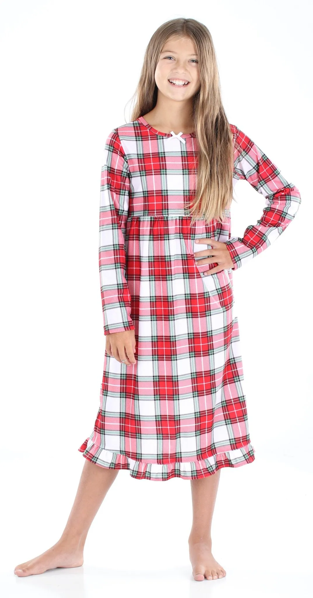 SleepytimePjs Family Matching Christmas Red & White Plaid Flannel Pajamas