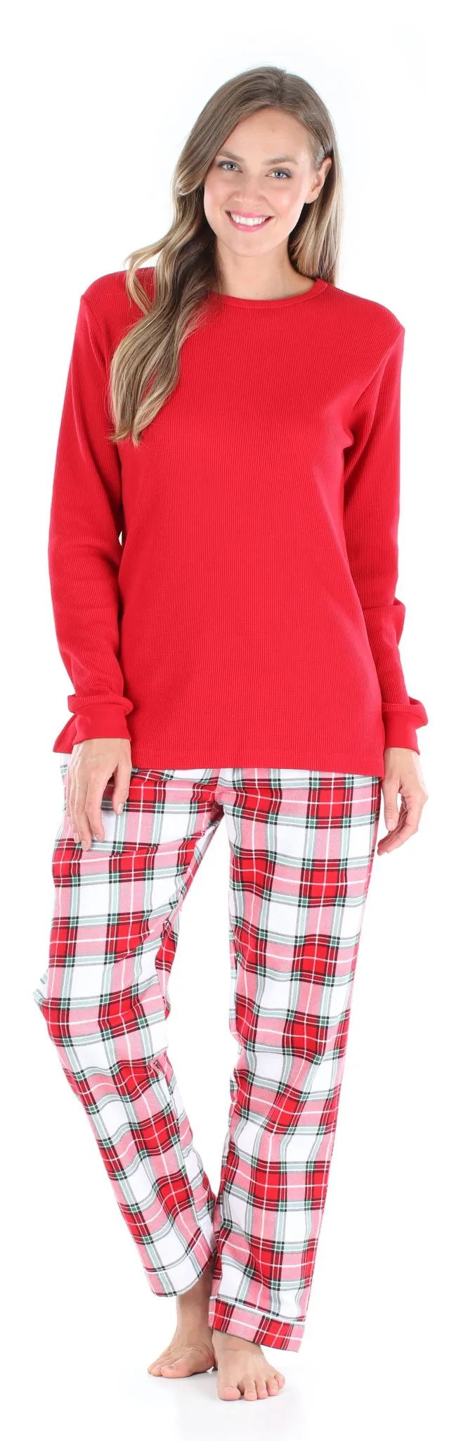 SleepytimePjs Family Matching Christmas Red & White Plaid Flannel Pajamas