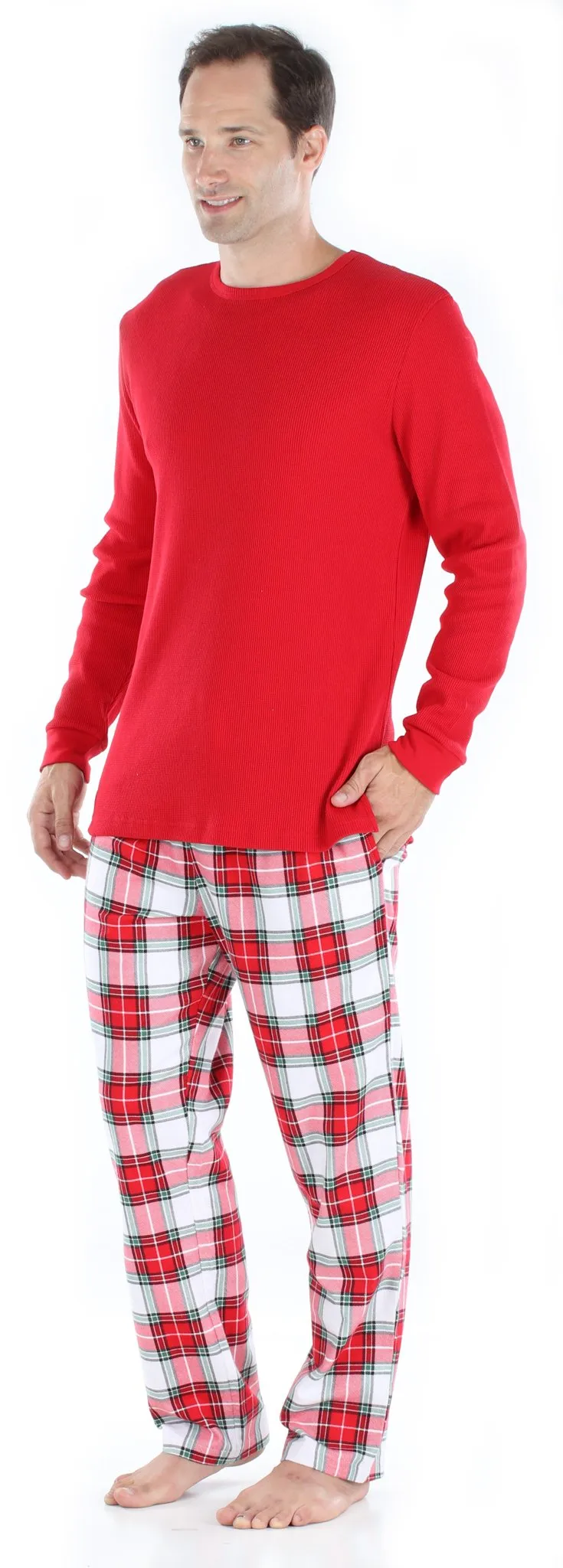 SleepytimePjs Family Matching Christmas Red & White Plaid Flannel Pajamas