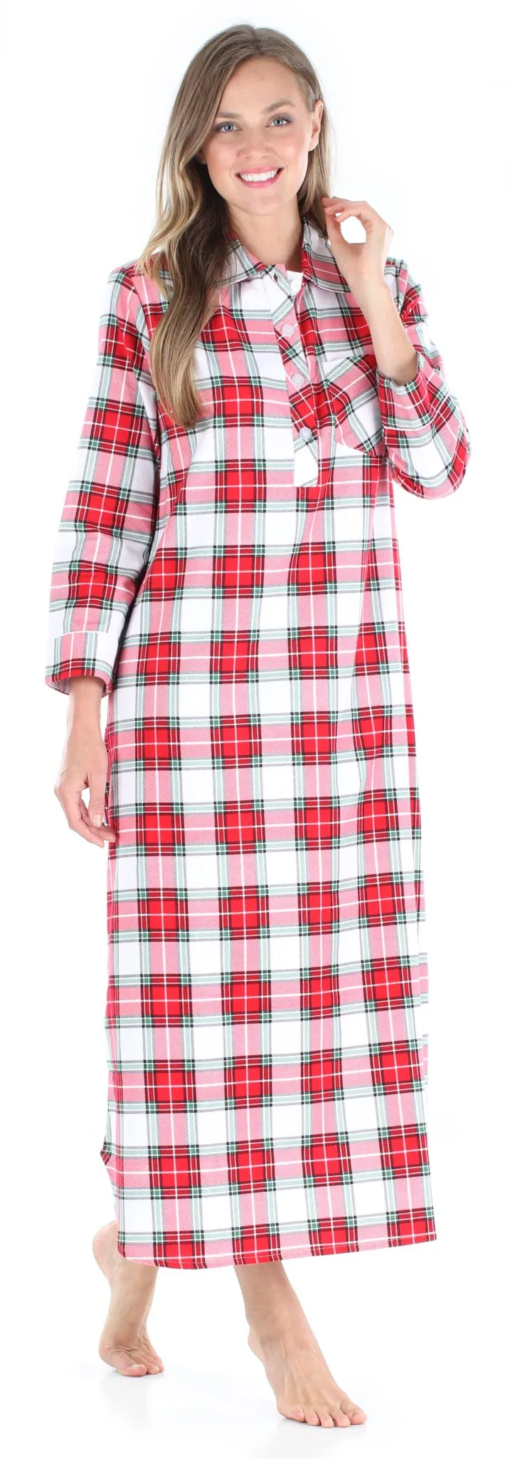 SleepytimePjs Family Matching Christmas Red & White Plaid Flannel Pajamas