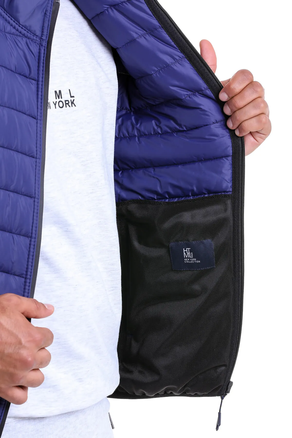 Slim Fit Ceasar Light Navy Padded Coat